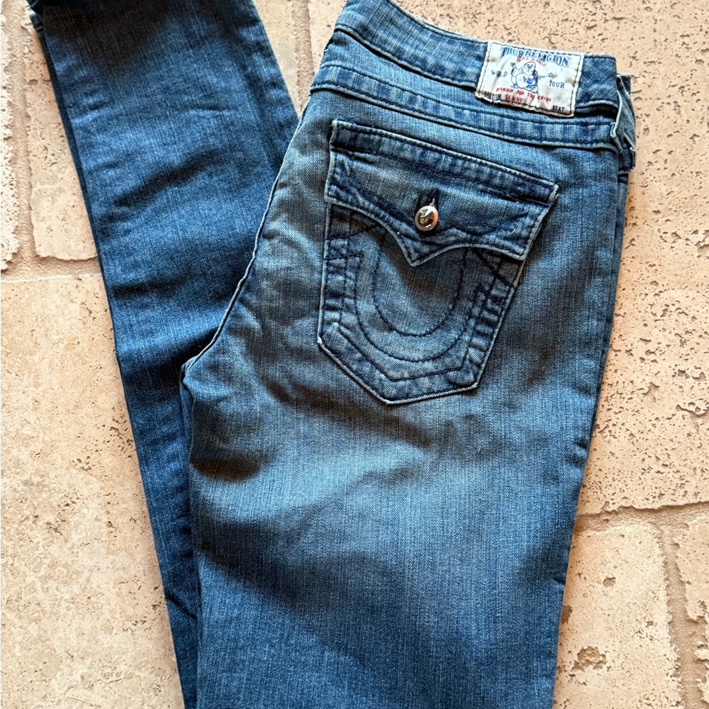 True Religion Women's Rhinestone Blue Skinny Jeans